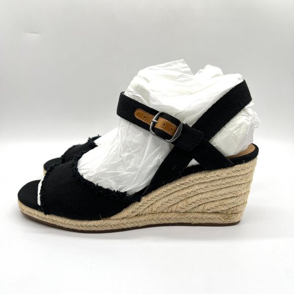 Lucky Brand Womens Size 9.5 Mindra Black‎ Espadrilles Wedges Sandals Shoes - Picture 6 of 14